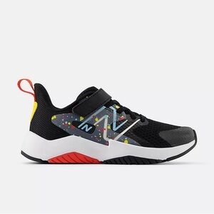 NEW BALANCE Rave Run V2 Black with Blast Red and Team Sky Blue 3.5 big kid